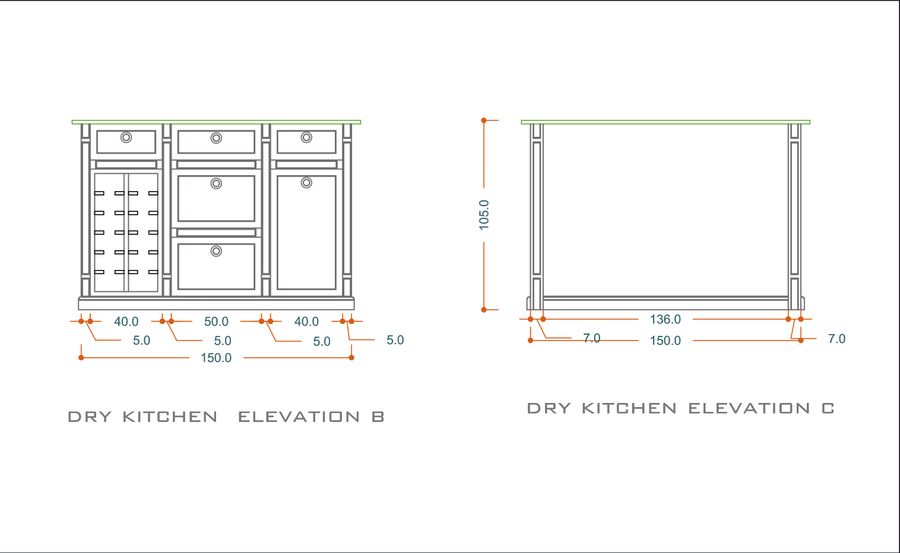 Dry Kitchen Elevation B & C